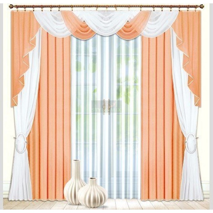 Комплект штор на ленте Александрия персик-белый
