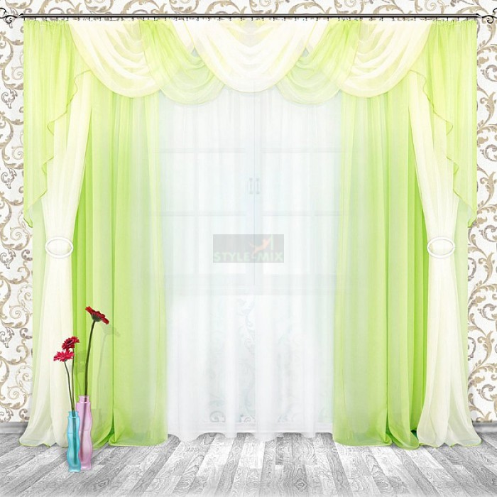 Комплект штор на ленте Александрия салатовый-шампань