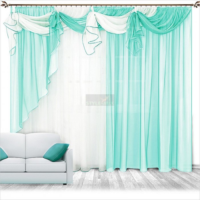 Комплект штор на ленте Бриз бирюза