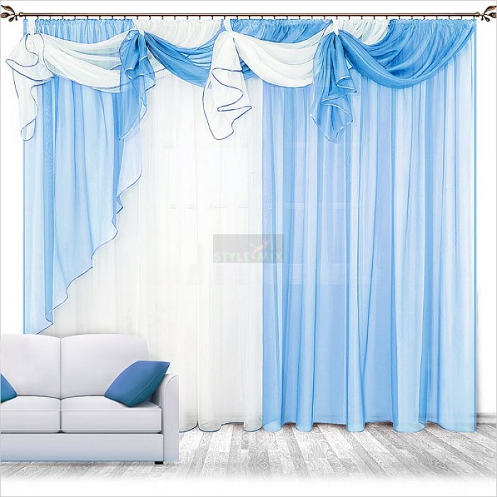 Комплект штор на ленте Бриз голубой