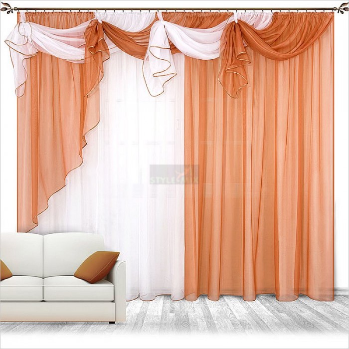 Комплект штор на ленте Бриз коричневый