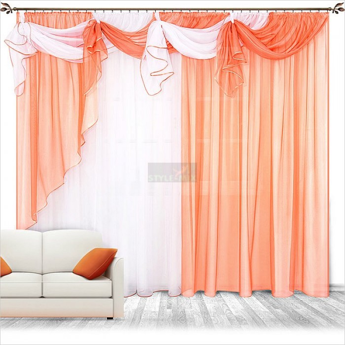 Комплект штор на ленте Бриз персиковый