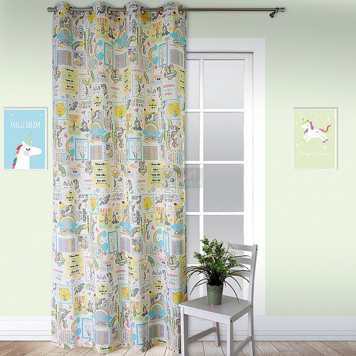 Штора на люверсах Единорог