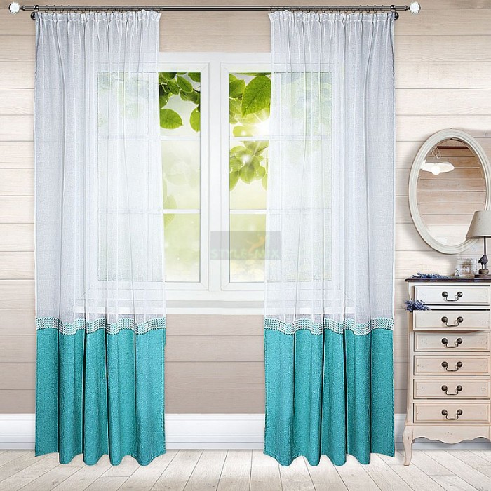 Комплект штор на ленте Гарсия бирюза