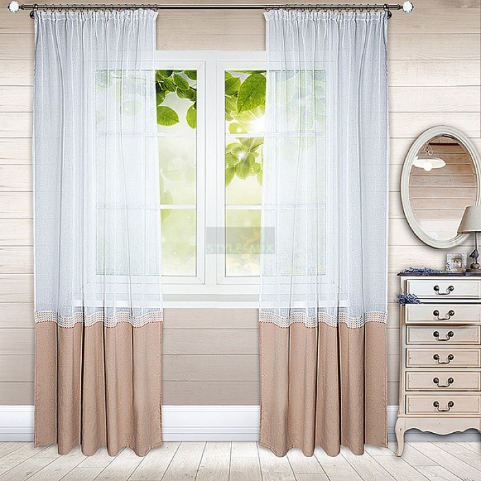 Комплект штор на ленте Гарсия светло-коричневый
