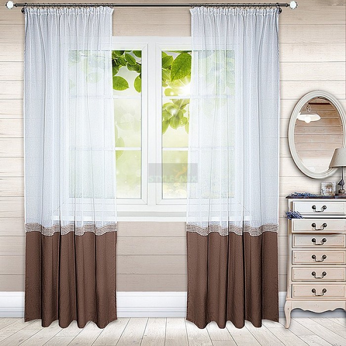 Комплект штор на ленте Гарсия коричневый