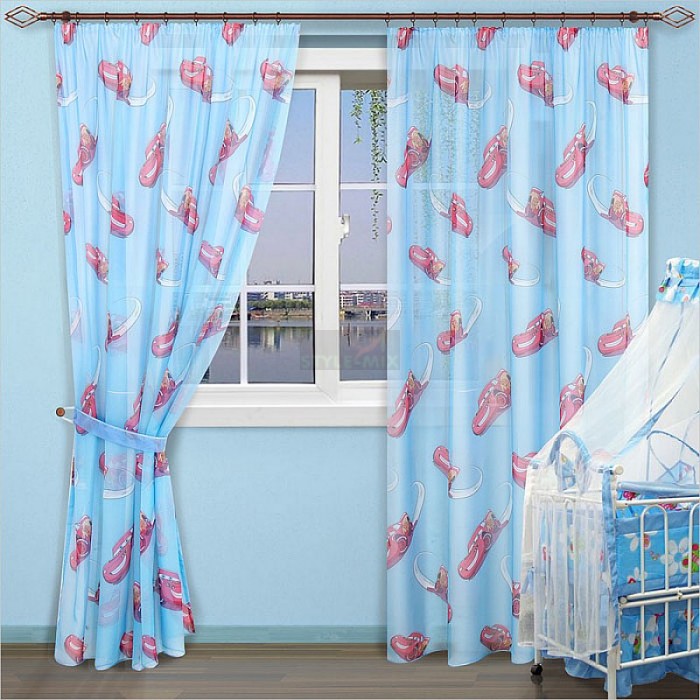 Комплект штор из вуали Карусель голубой