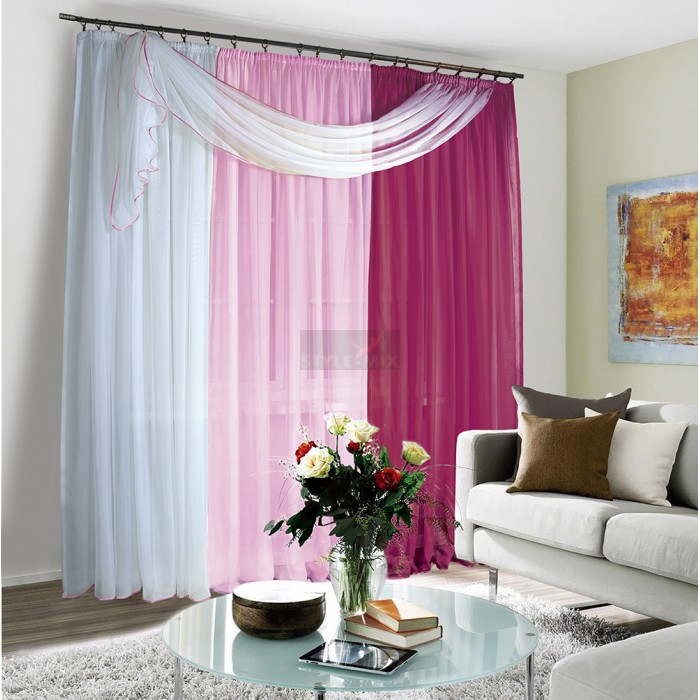 Штора-тюль на ленте Корнелия бордо-розовый