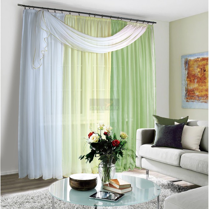 Штора-тюль на ленте Корнелия олива-салат