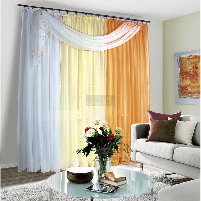 Штора-тюль на ленте Корнелия оранжевый-лимон