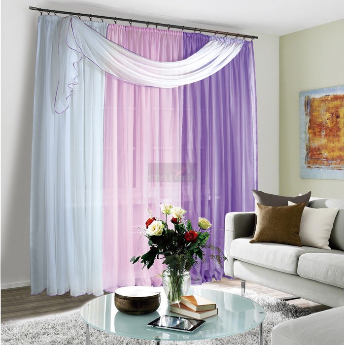 Штора-тюль на ленте Корнелия сирень-розовый