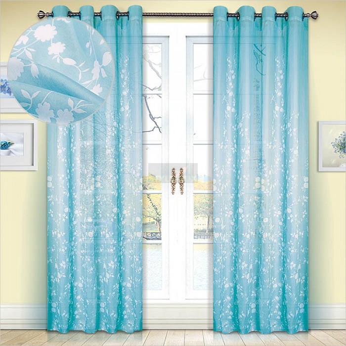 Комплект штор на люверсах Модлен бирюза-белый