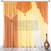 Комплект штор на ленте Натали коричневый-золото