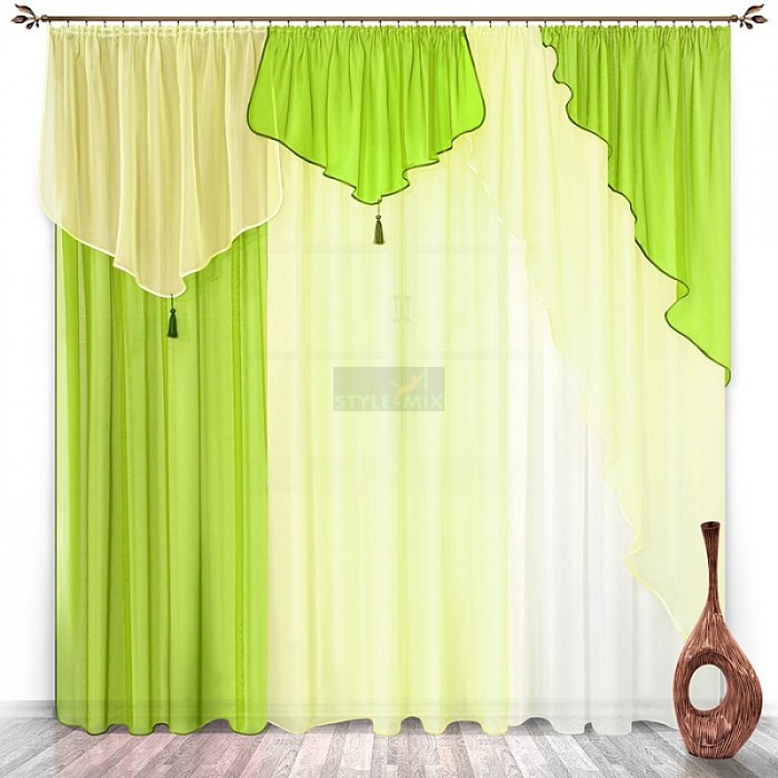 Комплект штор на ленте Натали салат-шампань
