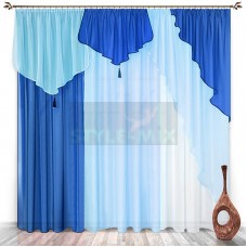 Комплект штор на ленте Натали синий-голубой
