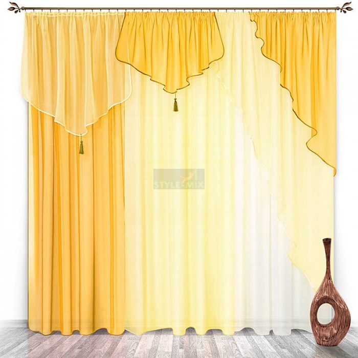 Комплект штор на ленте Натали золото-шампань