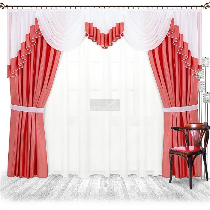 Комплект штор на ленте Рио коралл