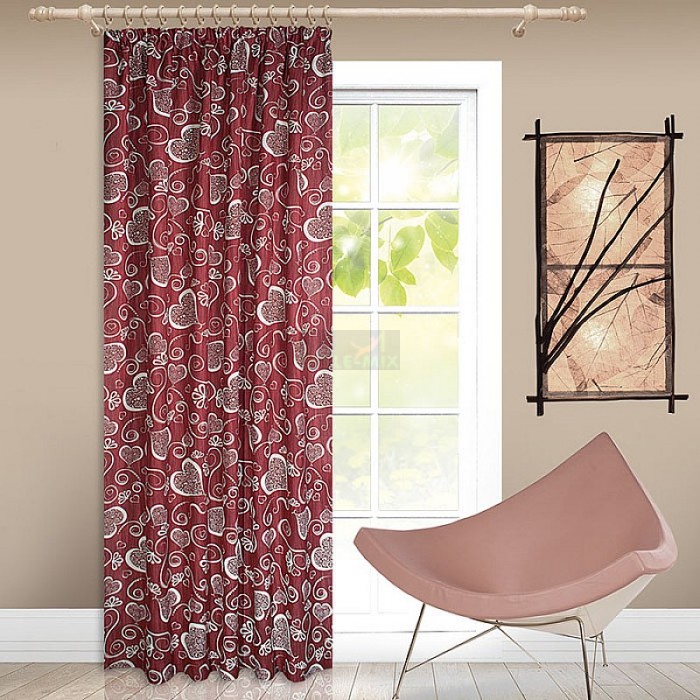 Штора на ленте Амур негатив бордо