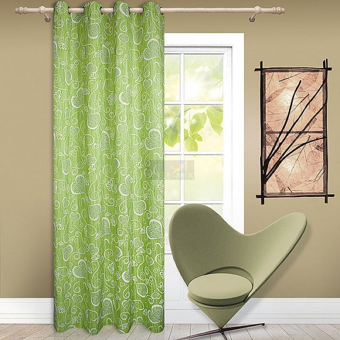 Штора на люверсах Амур негатив салатовый