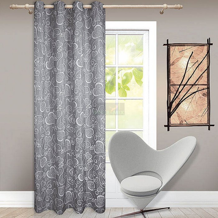 Штора на люверсах Амур негатив серый