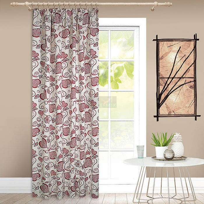 Штора на ленте Амур позитив бордо