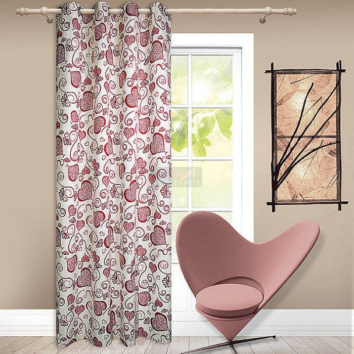 Штора на люверсах Амур позитив бордо