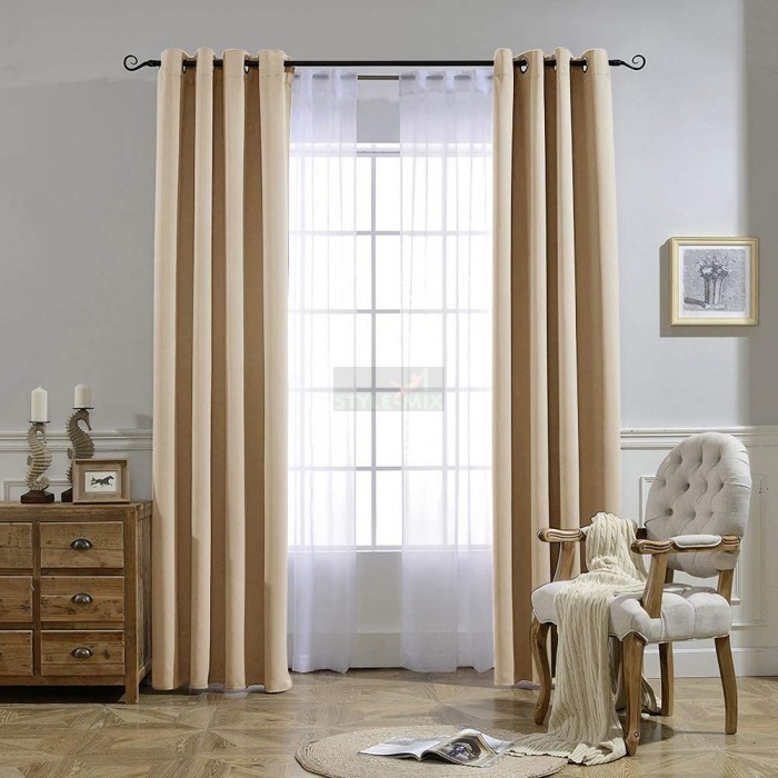 Комплект штор на люверсах Вельвет бежевый