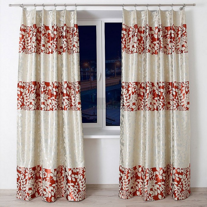 Комплект штор на ленте Сиеста терракот-полоса