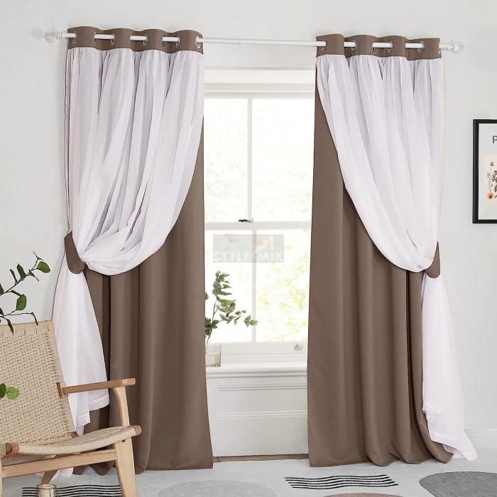 Комплект штор на люверсах Стелла коричневый
