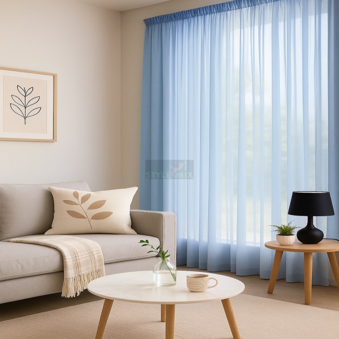 Тюль на ленте Престиж - 5 голубой