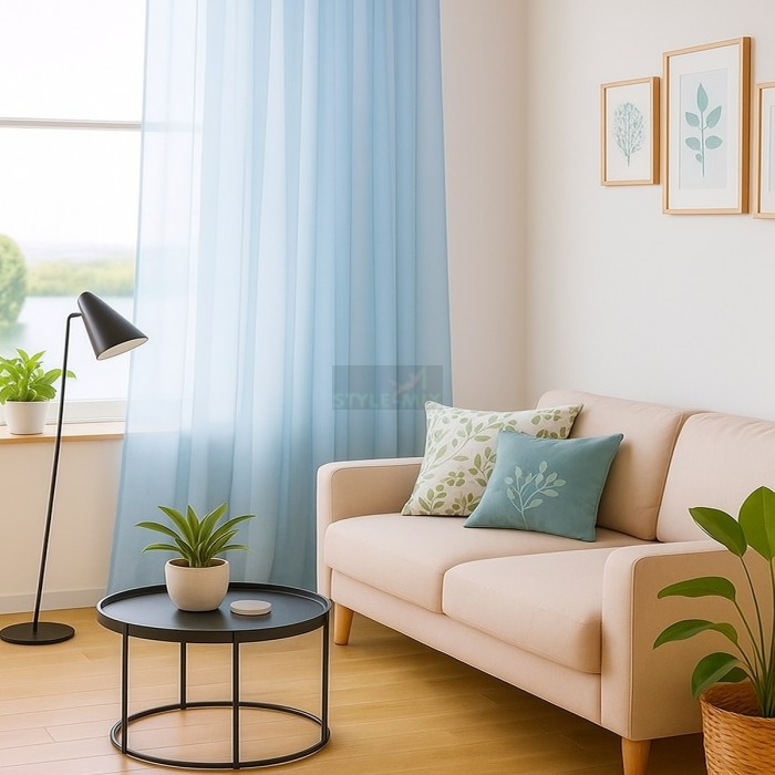 Тюль на ленте Престиж - 2 голубой