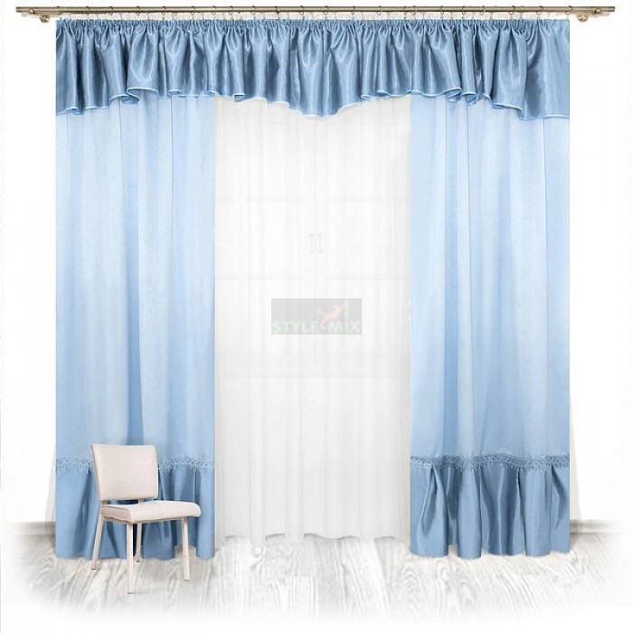 Комплект штор на ленте Контраст голубой