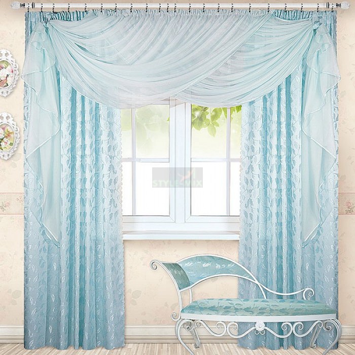 Комплект штор на ленте Румба голубой