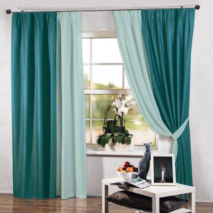 Комплект штор на ленте Вельвет-дуэт бирюза-мята