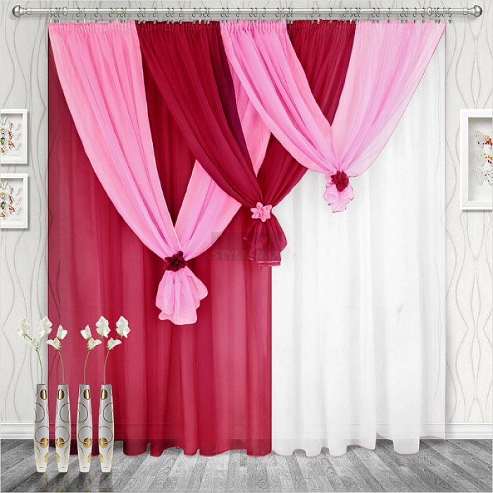 Комплект штор на ленте Весна левая бордо