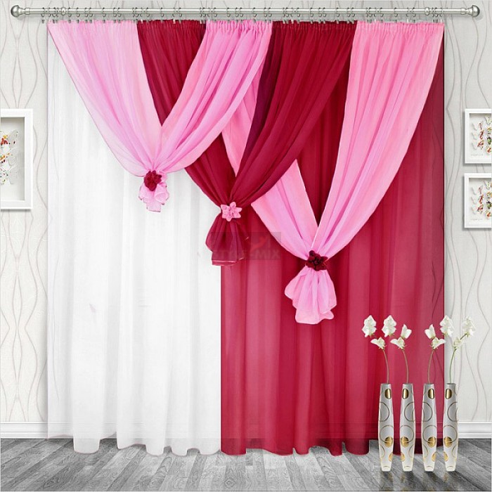 Комплект штор на ленте Весна правая бордо