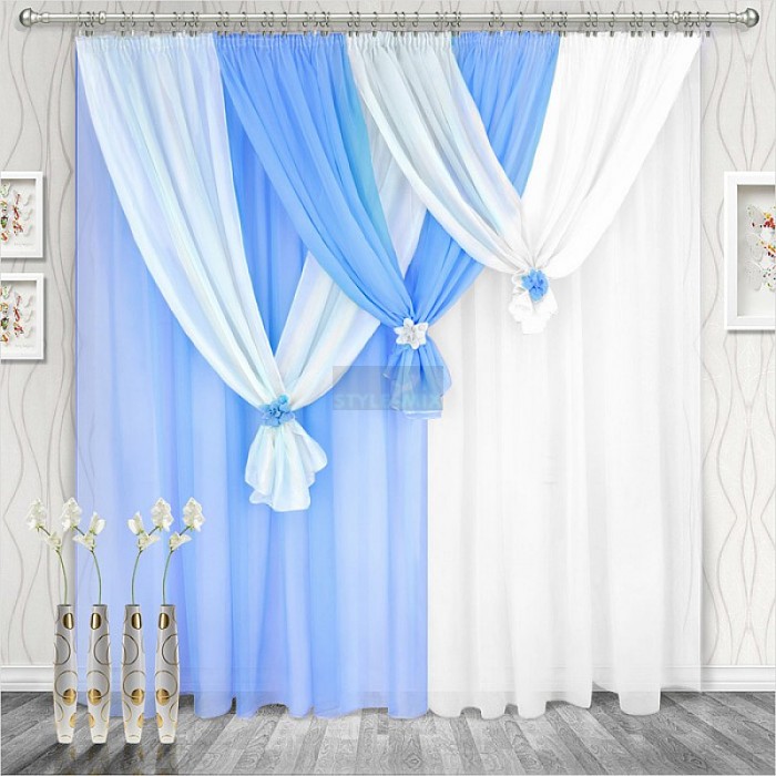 Комплект штор на ленте Весна левая голубой