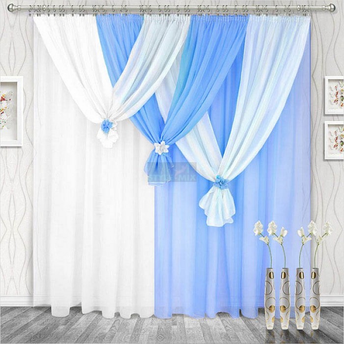 Комплект штор на ленте Весна правая голубой