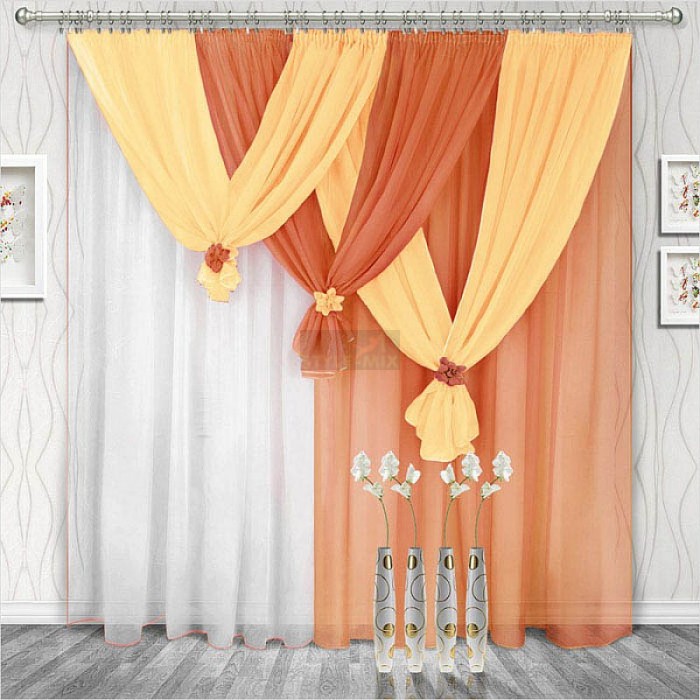 Комплект штор на ленте Весна правая коричневый