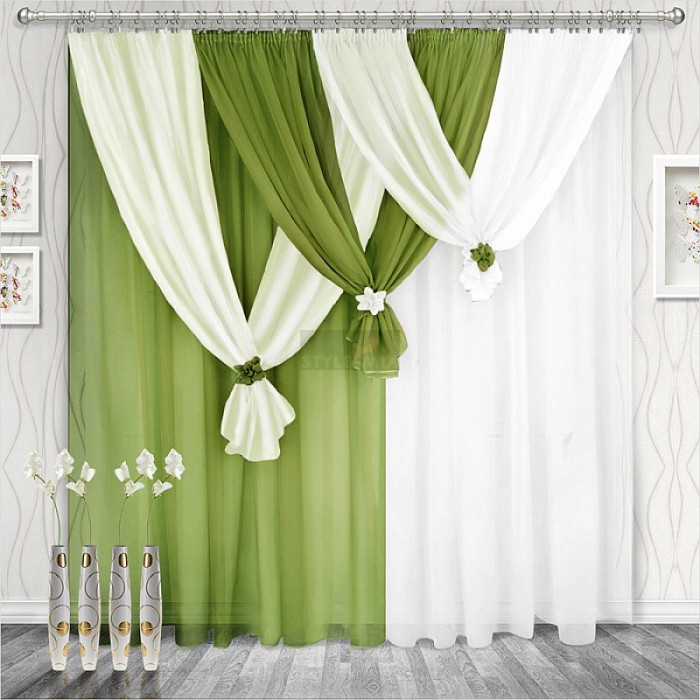 Комплект штор на ленте Весна левая олива