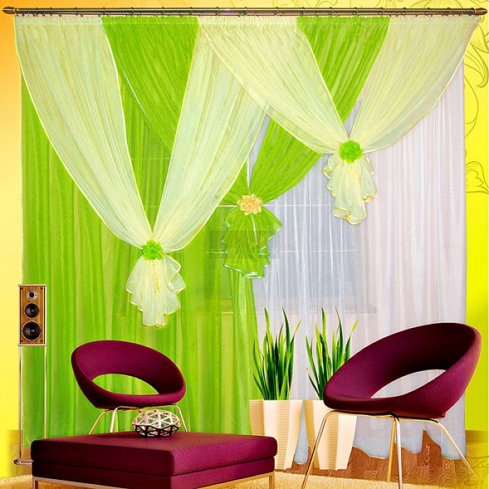 Комплект штор на ленте Весна левая салатовый