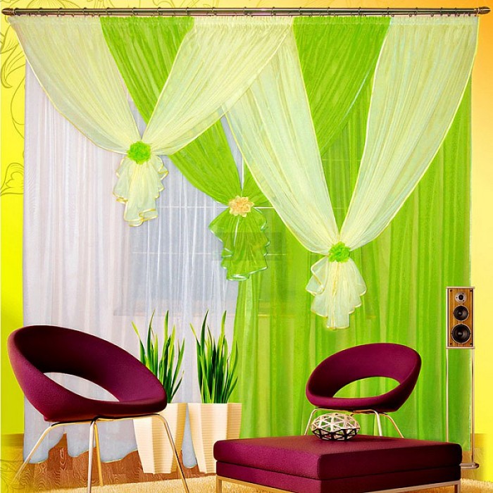 Комплект штор на ленте Весна правая салатовый