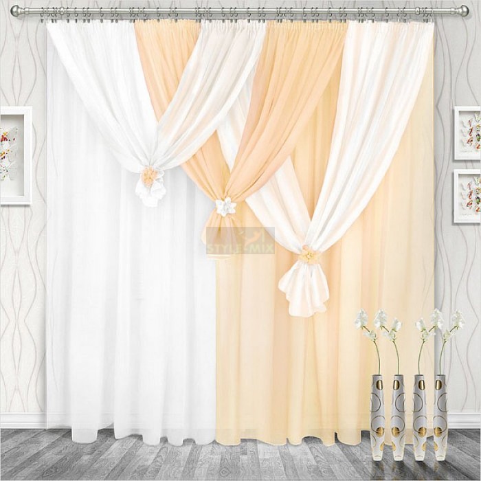Комплект штор на ленте Весна правая шампань