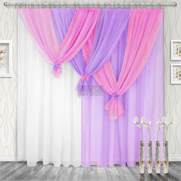 Комплект штор на ленте Весна правая сирень