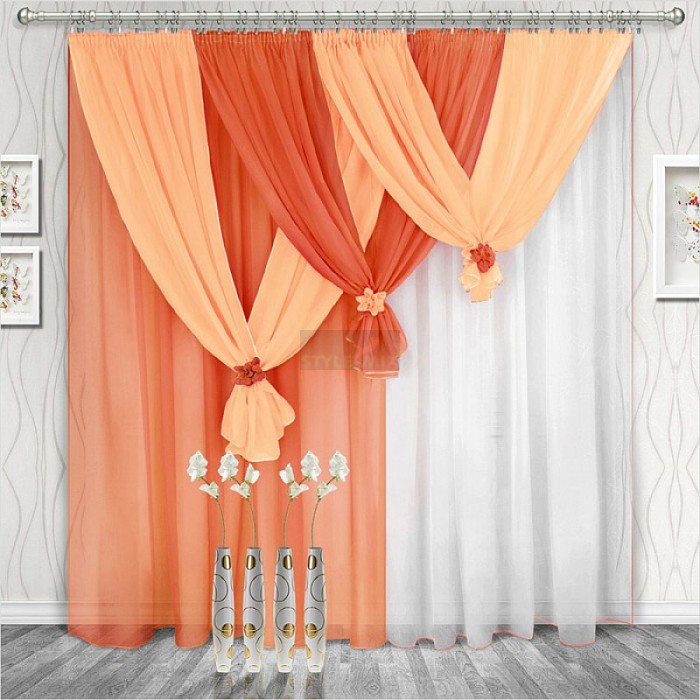 Комплект штор на ленте Весна левая терракот