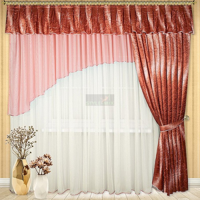 Комплект штор на ленте Жазель бордо правая