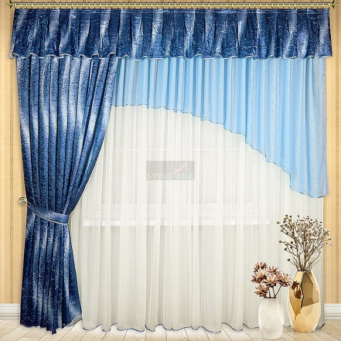 Комплект штор на ленте Жазель синий левый