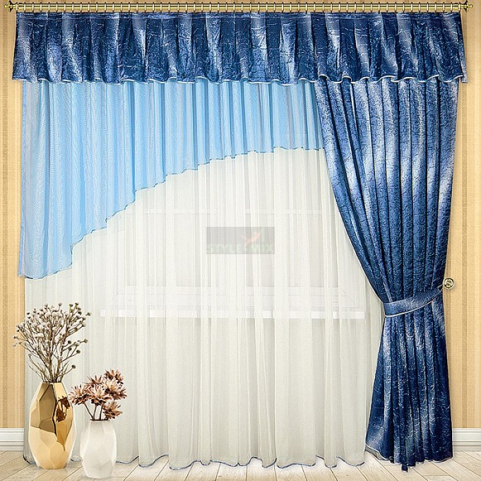 Комплект штор на ленте Жазель синий правая