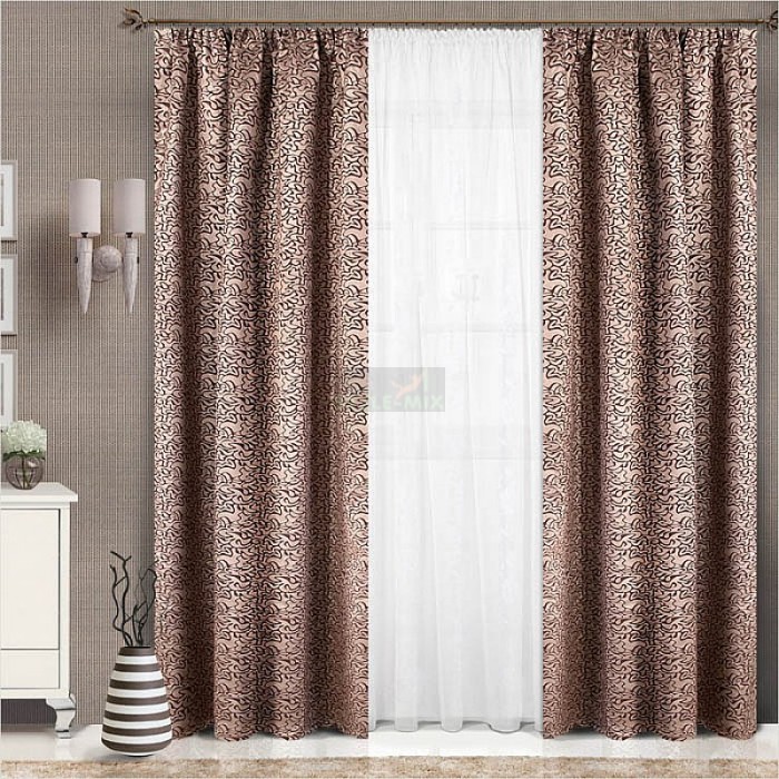 Комплект штор на ленте Женева коричневый