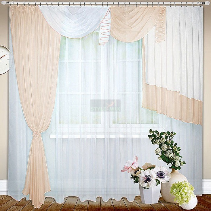 Комплект штор на ленте Злата левая персиковый